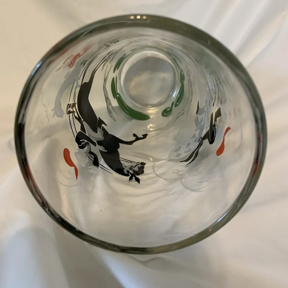 Vintage Hazel Atlas Glass Fox Hunt Tally Ho Cocktail Martini Shaker Glass No Top